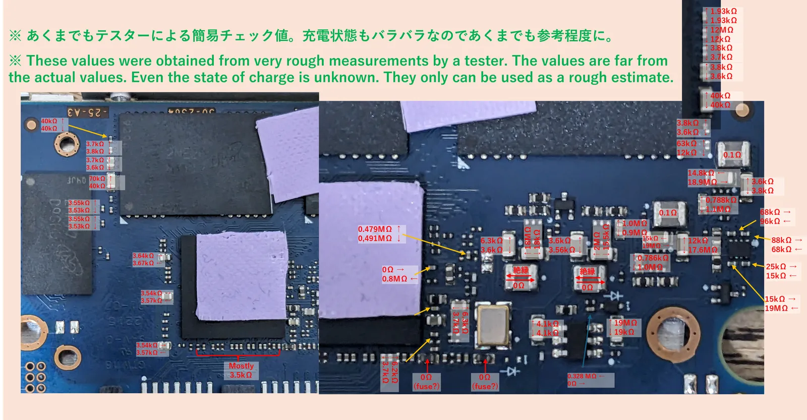Resistances of capacitors on crucial MX500 CT1000MX500SSD1/JP
