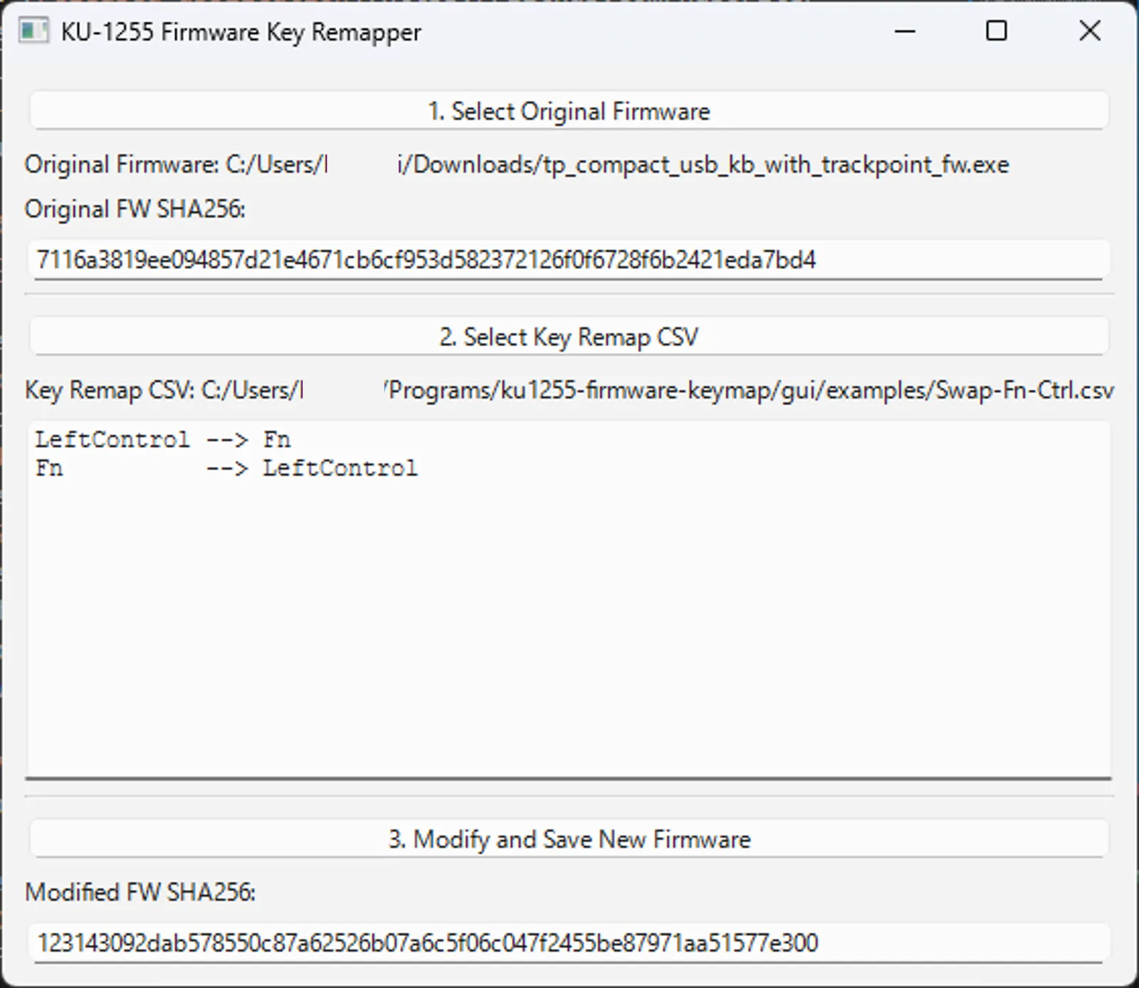 Keymap tool GUI overview